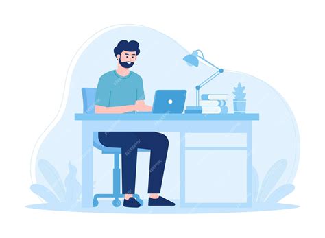 Premium Vector | A man studying at a study table trending concept flat ...