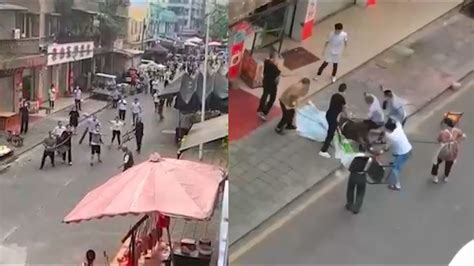 四川成都一男子持刀砍傷2人，群眾持椅子、棍棒協助制止警方致謝 - YouTube