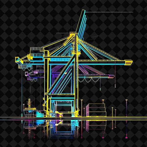 Actieve Neon Commercial Ports met een silhouet van een Contain PNG Y2K ...
