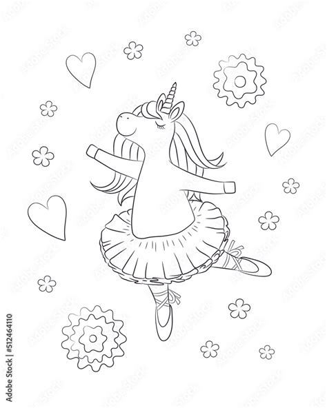 Unicorn coloring page printable. Cute unicorn ballerina in tutu dress ...