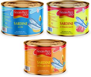 Golden Prize Sardine in Natural Oil, Tomato Sauce and Natural Oil with ...
