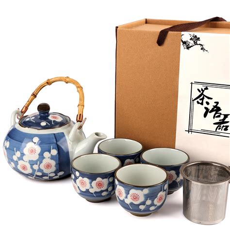 PUNNIO Japanese Tea Set, Japanese Style Porcelain Tea Sets for Adult, 1 ...