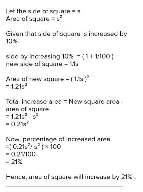 The side of a square are increased by 10% to make a larger square. By ...