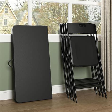 VERYKE 5 Piece Folding Table and Chairs, Portable India | Ubuy