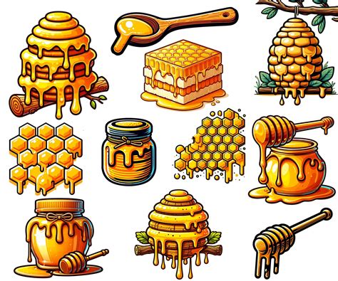 Honey Clipart Set | Cartoon, Bees,honey Jar,honeycomb Digital PNG |DIY ...