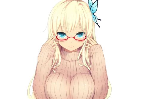 aqua eyes blonde hair boku wa tomodachi ga sukunai breasts cait glasses ...