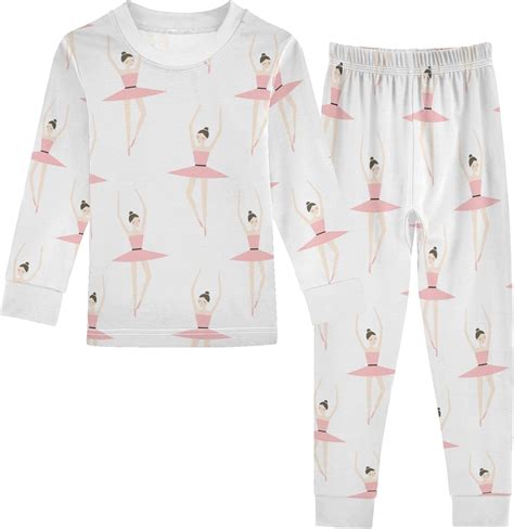 Amazon.com: Vozoza Cute Ballerina Pink Pajama Sets Long Sleeve Top with ...