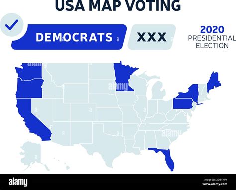USA Presidential election Democrats results map. Usa map voting. Presidential election map each ...