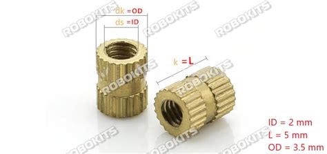 M2 X 5 mm Brass Heat Threaded Round Insert Nut MOQ 25 Pcs. M2 X 5 mm ...