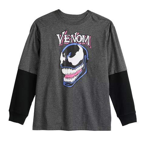 Boys 8-20 Marvel Venom Big Head Ven Thermal 2Fer Graphic Tee