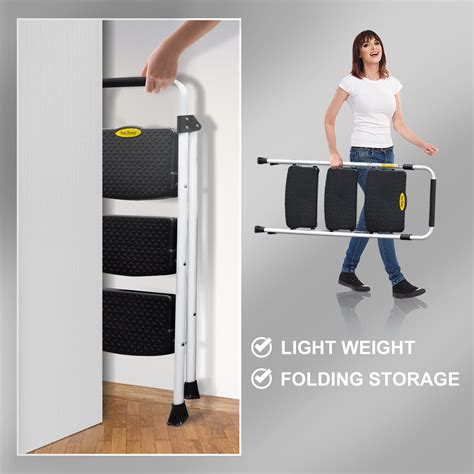 Buy 3 Step Ladder, Folding Step Stool for Adults with Handle ...