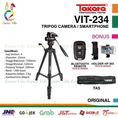 Jual TAKARA VIT-234 VIDEO TRIPOD FLUID HEAD DSLR MIRRORLESS HP - TRIPOD ...