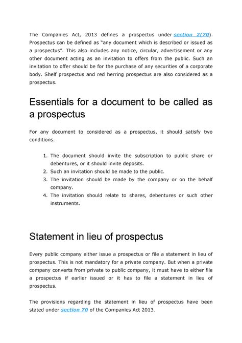 Prospectus - law notes - The Companies Act, 2013 defines a prospectus ...