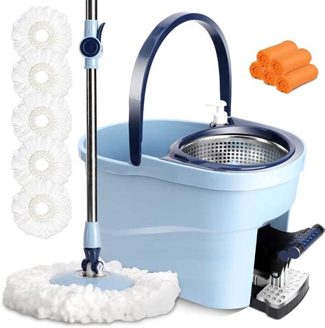 Masthome Mop and Bucket Set Spin, Microfibre Mops and Bucket Set with ...