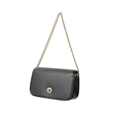 Buy MINISO Womens Rectangle Shoulder Bag With Twist Lock (Black) at ...