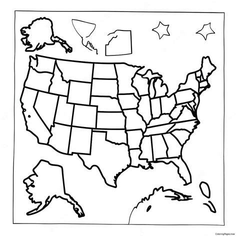 United States Map Coloring Page (8086-6643)
