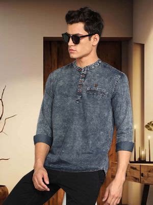 Buy KUONS AVENUE Men Blue Solid Short Kurta (M) Online