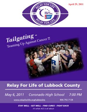 Fillable Online relay acsevents Tailgating - - Relay For Life - relay ...
