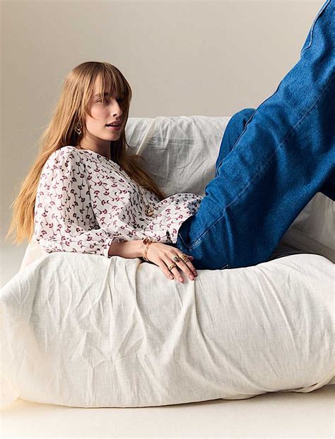 Buy Pure Cotton Printed V-Neck Pintuck Blouse at Marks & Spencer