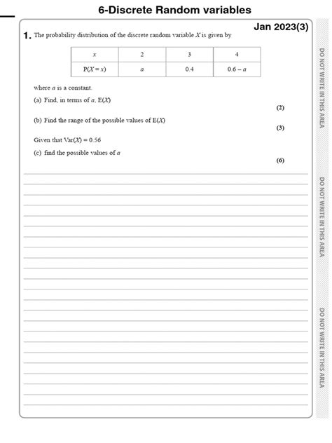 Image result for Discrete Random Variables PDF