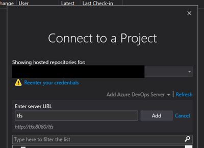 Image result for Visual Studio 2019 TFS Connection