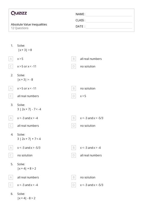 50+ absolute value equations functions and inequalities worksheets ... - Worksheets Library