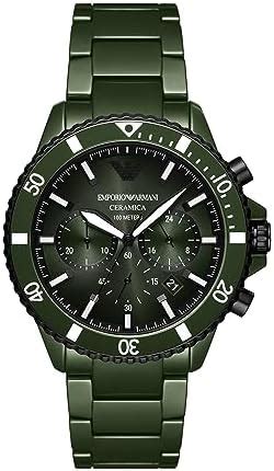 Buy Emporio Armani Ceramic Analog Green Dial Men Watch-Ar70011, Green ...