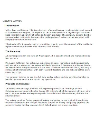 Business Plan Executive Summary Examples 的图像结果