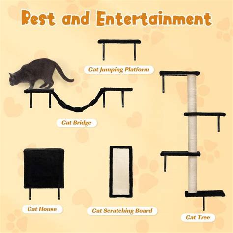 Buy 5-Piece Wall Mounted Cat Tree Bed, Scratcher Online at Lowest Price ...