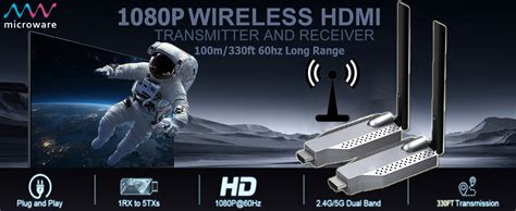 100M Wireless HDMI Video Audio Transmitter Receiver Extender Display ...