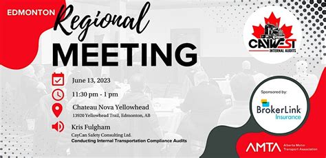 AMTA June Regional Meeting - Edmonton, 13920 Yellowhead Trail, Edmonton ...