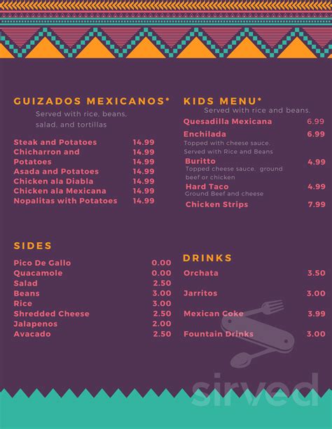 Taqueria LA Mexicana menu in DeRidder, Louisiana, USA