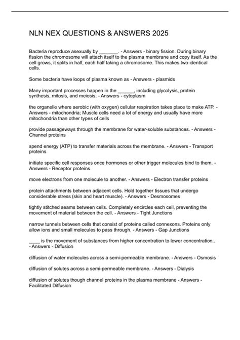 NLN NEX QUESTIONS & ANSWERS 2025 - NLN NEX - Stuvia US