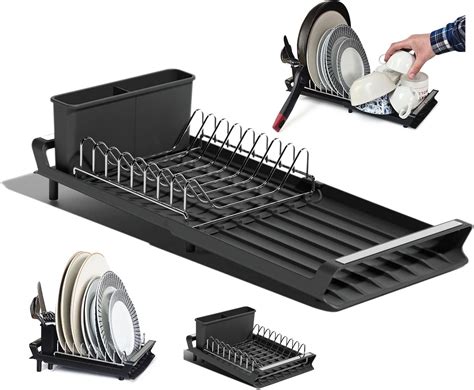 Clove Compact Dish Rack, Sloped Sink Drainer with Drip Tray ...