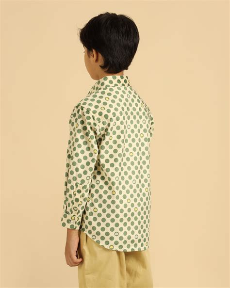 Green Pure Cotton Corduroy Polka Boys Shirt – Bug and Bees