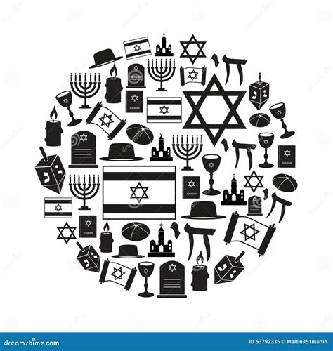 Judaism Religion Symbols Vector Set Of Icons In Circle Eps10 Stock ...