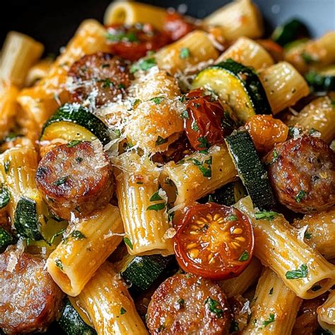 Cozy Chicken Sausage Pasta with Garden Veggies - The recipe mingle