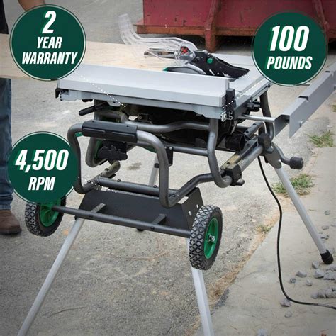 Metabo HPT 10-in Jobsite Table Saw with Fold & Roll Stand, 15 Amp ...