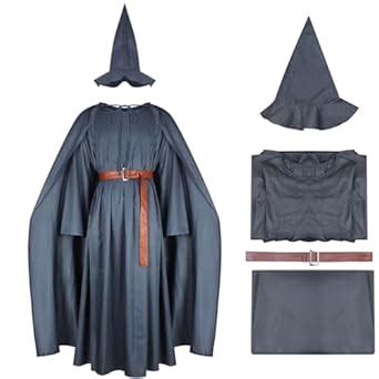 Buy GAUWEAN Pagan Tunic Costume Wizard Cloak Robe with Hat Full Set ...