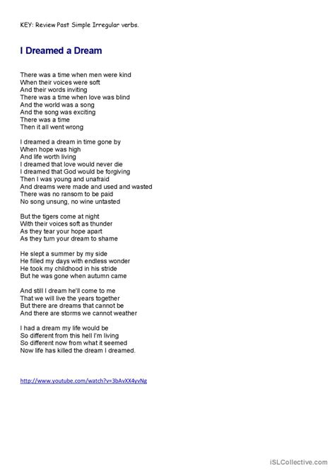 I Dreamed a Dream - Les Miserables -…: English ESL worksheets pdf & doc