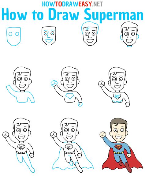 How to Draw Superman Easy - Draw for Kids