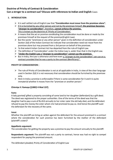Contract LONG Answer-5 Privity OF Contract - Copy - Doctrine of Privity ...