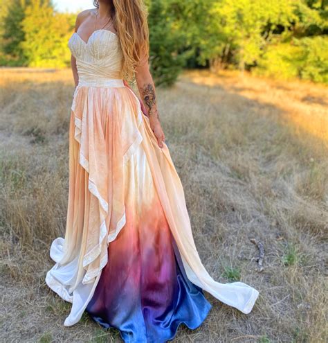 Rainbow Wedding Dress Sketch White Gown With Rainbow Tulle And