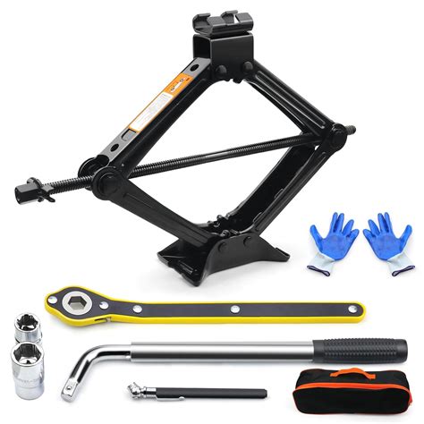 2 Ton Car Jack Kit, Tire Jack Tool Kit, Universal Car Emergency Kit ...