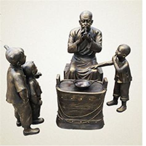 玻璃钢材质民俗雕塑人物商业街人物摆件仿铜塑像-古建中国
