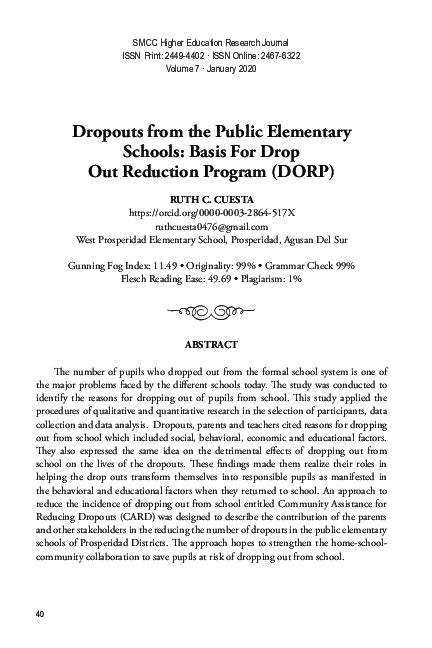 Image result for Drop Out Reduction Program Composition