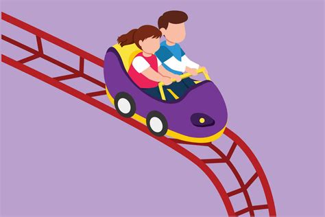 Cartoon flat style drawing kids on rollercoaster rides. Cute little boy ...