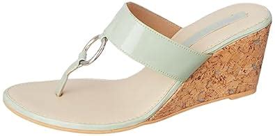 Buy Signature Sole Women's T-Strap Wedge Heels Sea Green Fashion ...