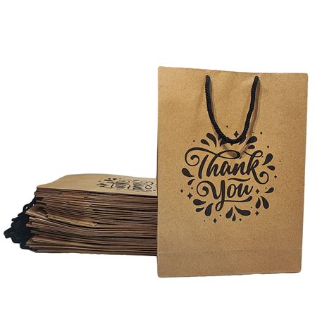Suffix Retail ® Pack of 20 pcs Brown Paper Bags with Braided Cotton ...