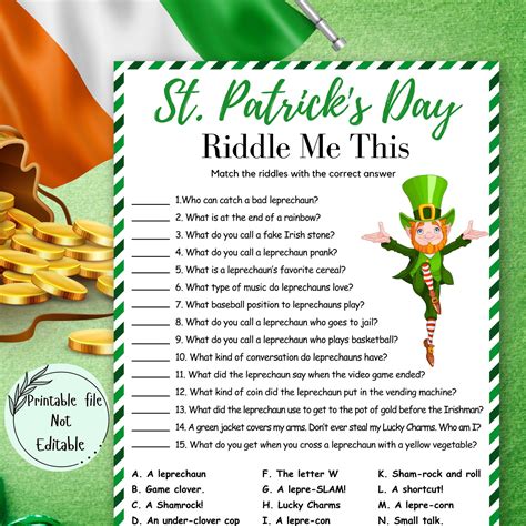St patrick s day riddle me this st patrick s games kids adult st ...